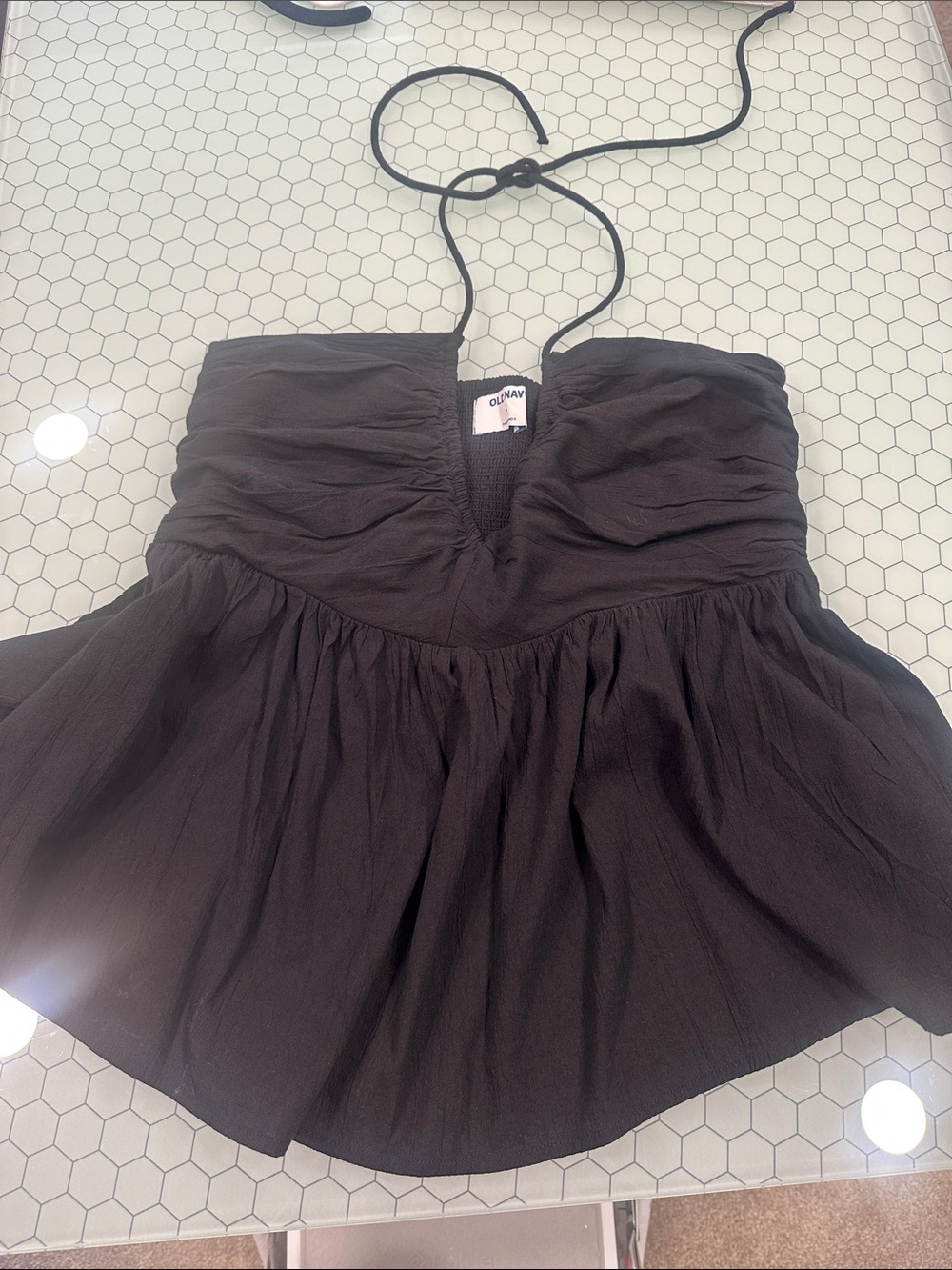 Old Navy Black Strapless Halter Peplum Top
